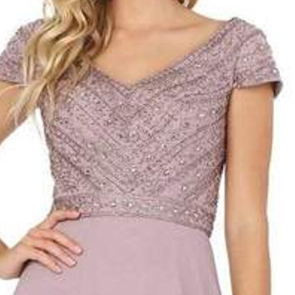 SALE NWT Dancing Queen 4015 Chiffon Mother of the Bride Dress Mauve Size L - Picture 4 of 7